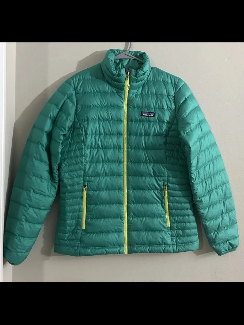 Patagonia Women’s Medium Goose Down Full Zip Puffer Sweater Jacket Emerald Green - Picture 1 of 12